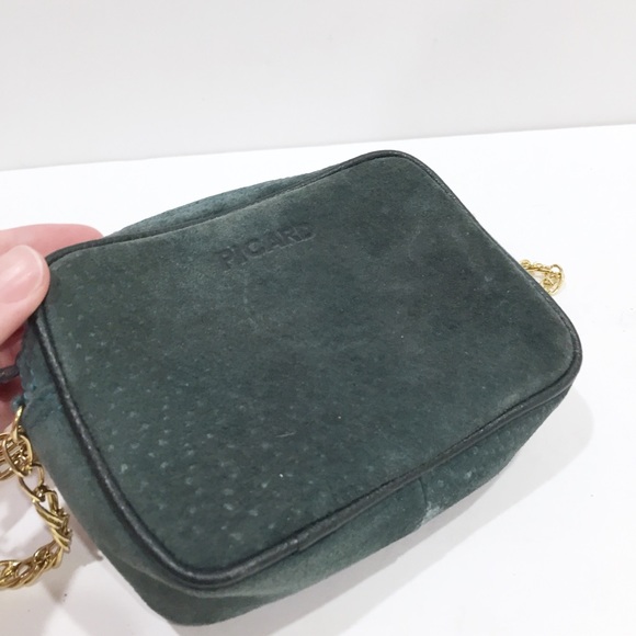 Vintage green suede Picard chain strap bag - Picture 2 of 6